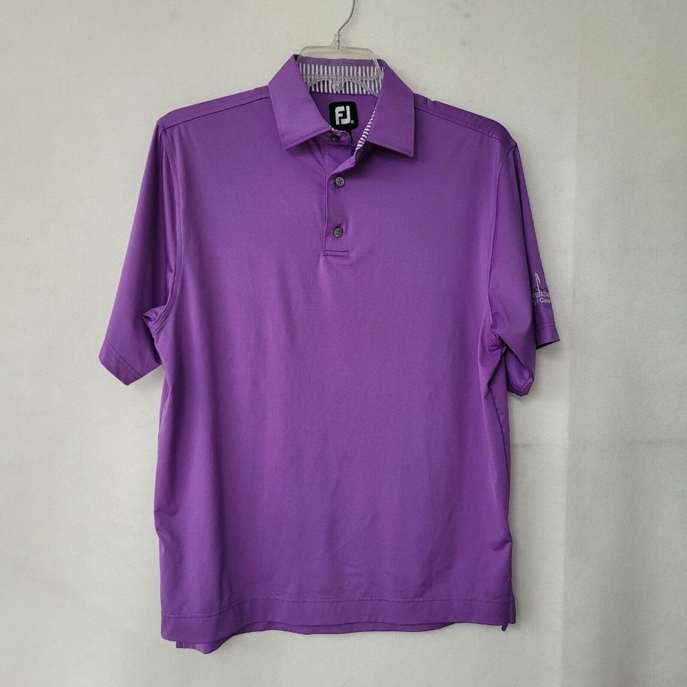 Foot Joy‎ Polo Men M Short Sleeve Performance Golf Purple Golf Course Logo